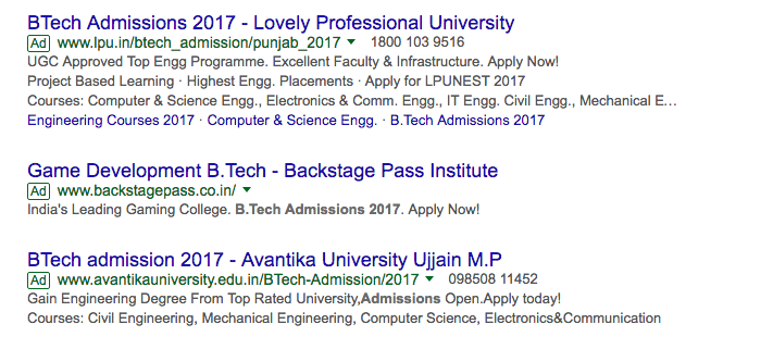 adwords-ads-universities-india